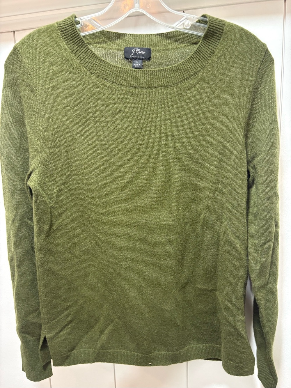 J. Crew Crew Neck Womens 100% Cashmere Sweater Size Small Green Long Sleeve
